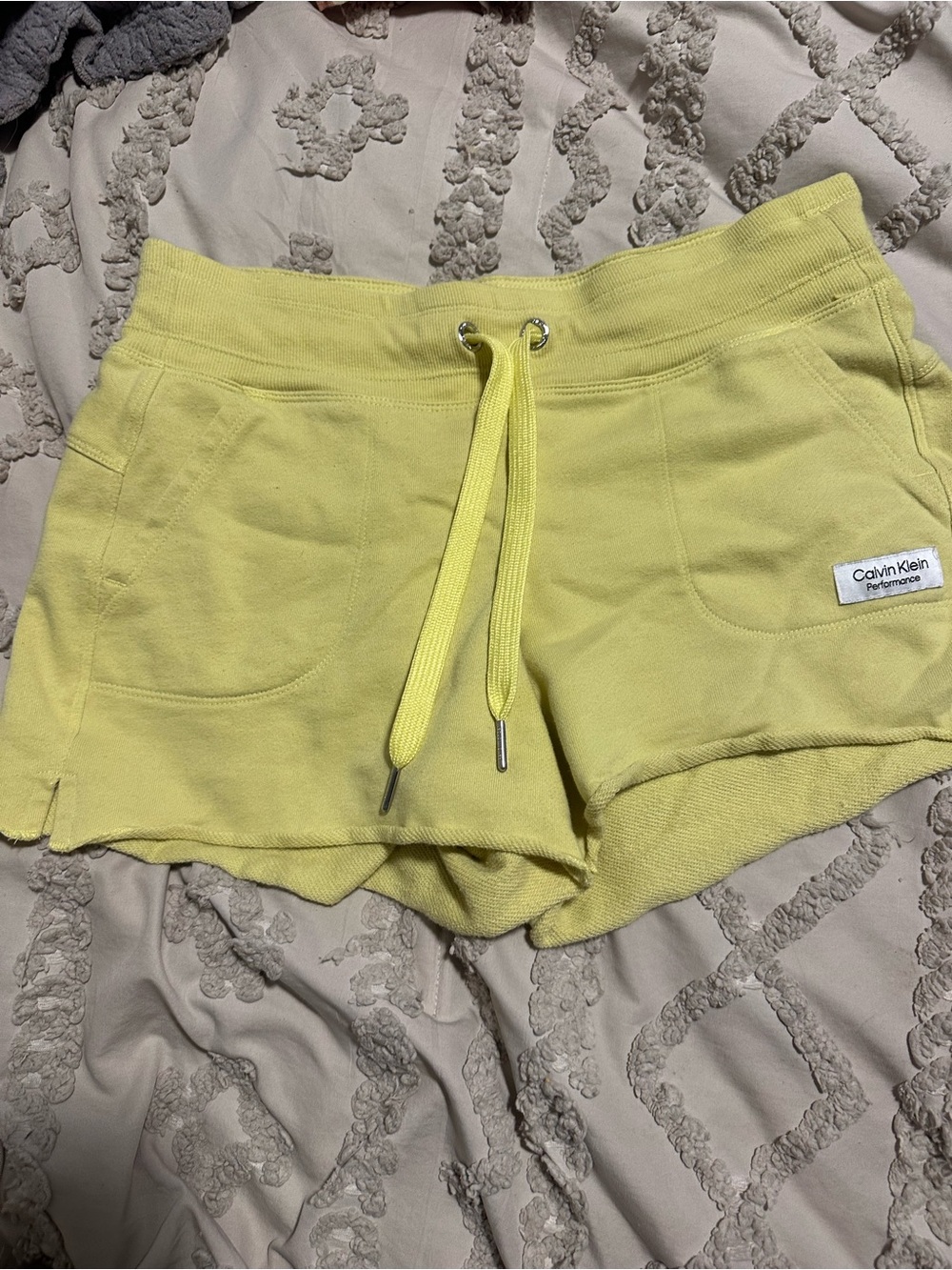 Calvin Klein Yellow Drawstring Athletic Shorts